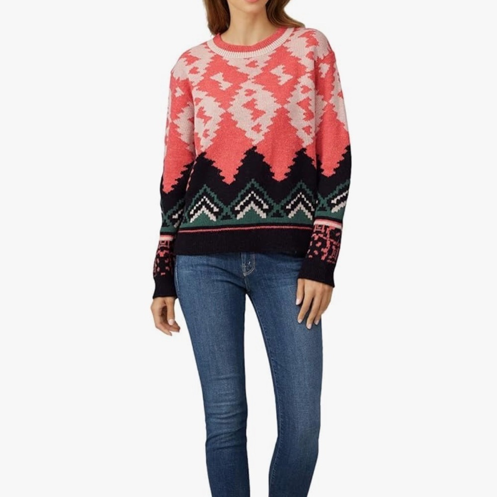 Anthropologie Aldomartins Pink Abstract Sweater